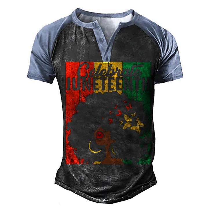 Celebrate Juneteenth Retro African Colors Womens Men's Henley Shirt Raglan Sleeve 3D Print T-shirt