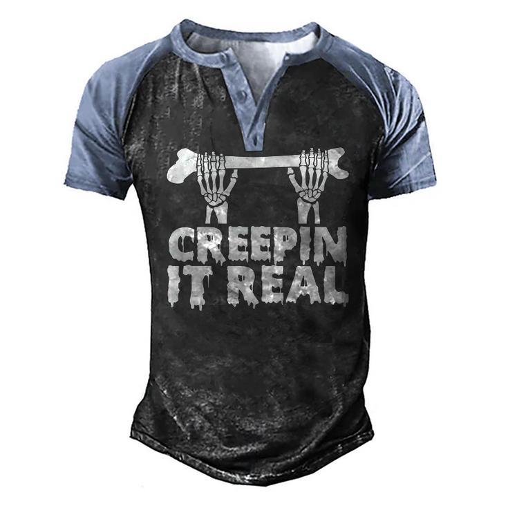 Creep It Real Skeleton Funny Halloween Men's Henley Shirt Raglan Sleeve 3D Print T-shirt