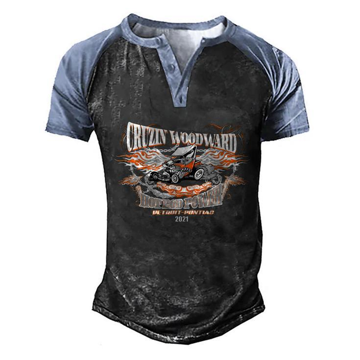 Cruising Woodward Hotrod Power  Graphic Design Printed Casual Daily Basic Men's Henley Shirt Raglan Sleeve 3D Print T-shirt
