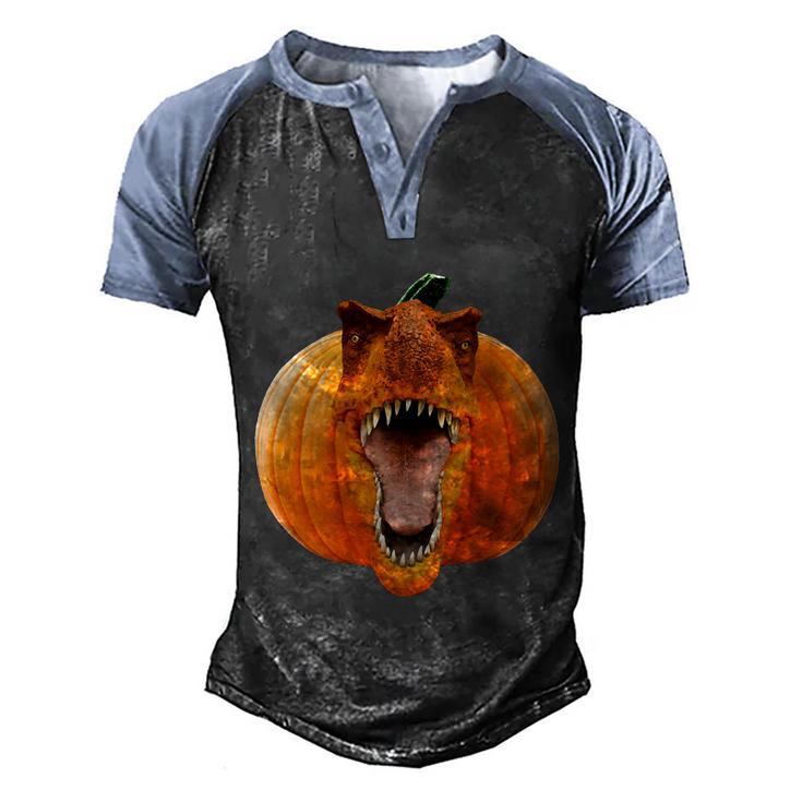 Cute Halloween Funny Halloween Day Trex Pumpkin Face Graphic Design Printed Casual Daily Basic Men's Henley Shirt Raglan Sleeve 3D Print T-shirt