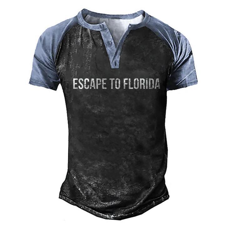 Desantis Escape To Florida Cool Gift Men's Henley Shirt Raglan Sleeve 3D Print T-shirt