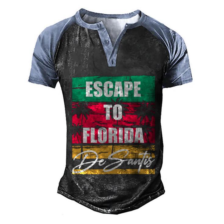 Desantis Escape To Florida Gift Men's Henley Shirt Raglan Sleeve 3D Print T-shirt