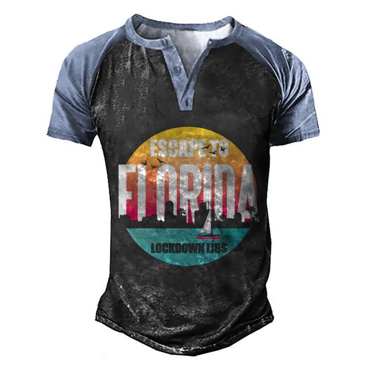 Desantis Escape To Florida Gift V3 Men's Henley Shirt Raglan Sleeve 3D Print T-shirt