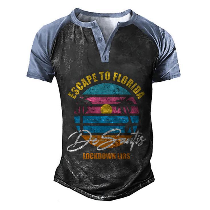 Desantis Escape To Florida Great Gift V3 Men's Henley Shirt Raglan Sleeve 3D Print T-shirt