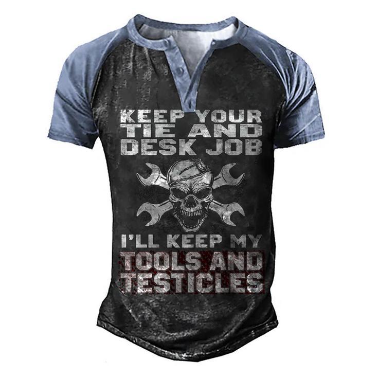 Desk Tie And Job Men's Henley Shirt Raglan Sleeve 3D Print T-shirt