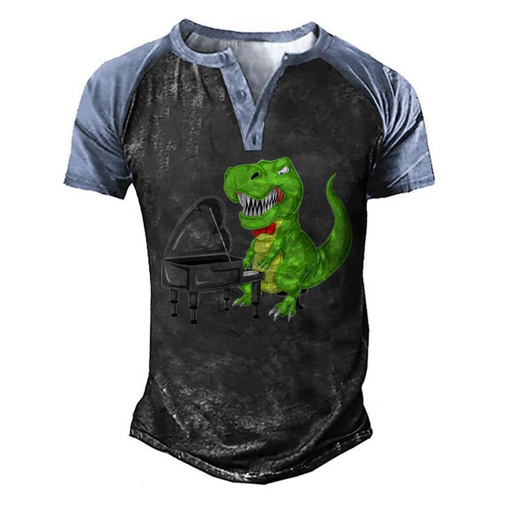 Dinosaur Piano Men's Henley Shirt Raglan Sleeve 3D Print T-shirt