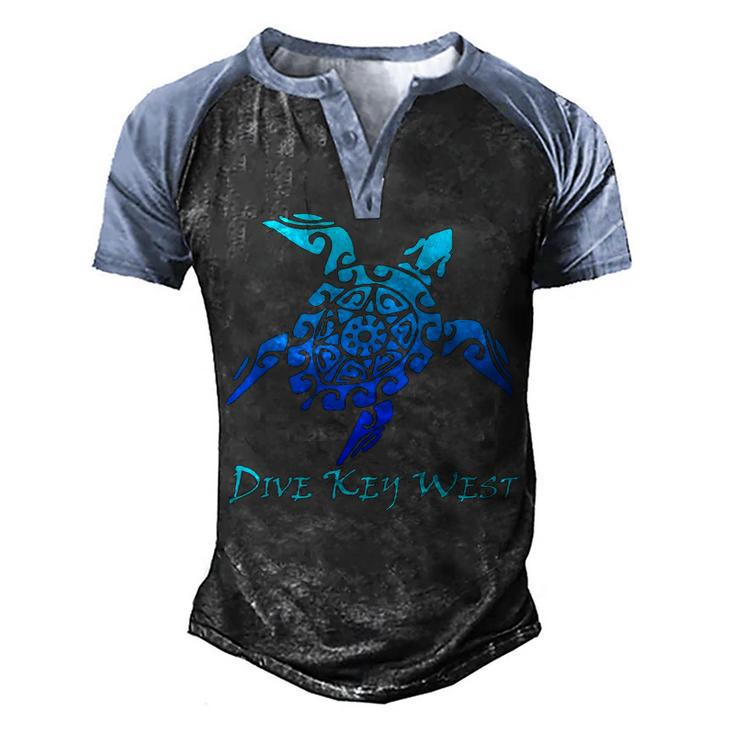 Dive Key West Vintage Tribal Turtle Scuba Vacation Gift  Men's Henley Shirt Raglan Sleeve 3D Print T-shirt