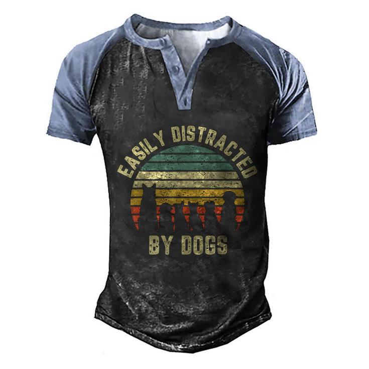 Easily Distracted By Dogs Shirt Funny Dog Dog Lover Graphic Design Printed Casual Daily Basic Men's Henley Shirt Raglan Sleeve 3D Print T-shirt