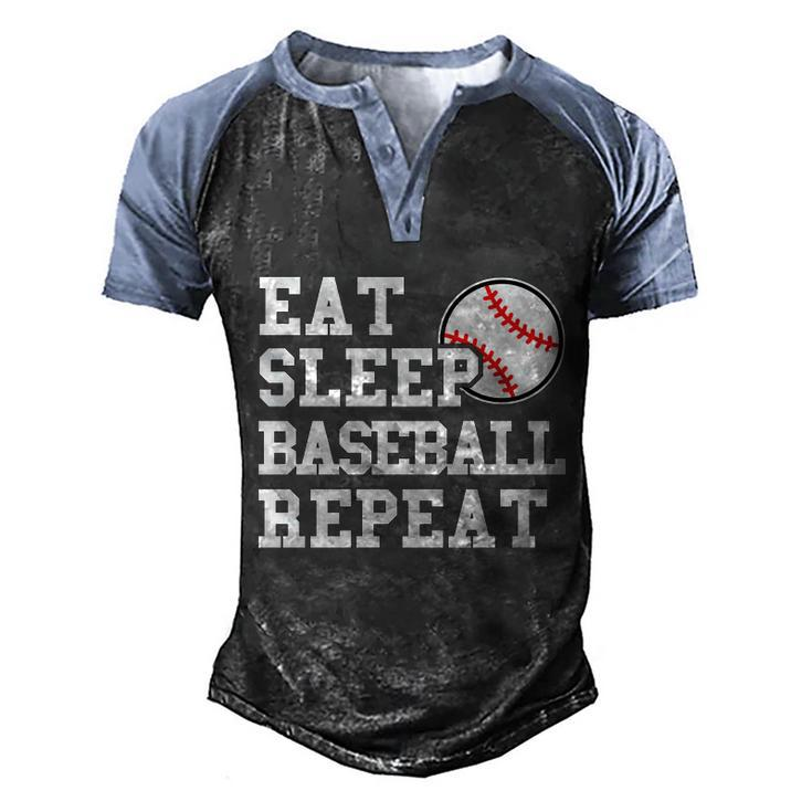 Eat Sleep Baseball Repeat Meaningful Gift Men's Henley Shirt Raglan Sleeve 3D Print T-shirt