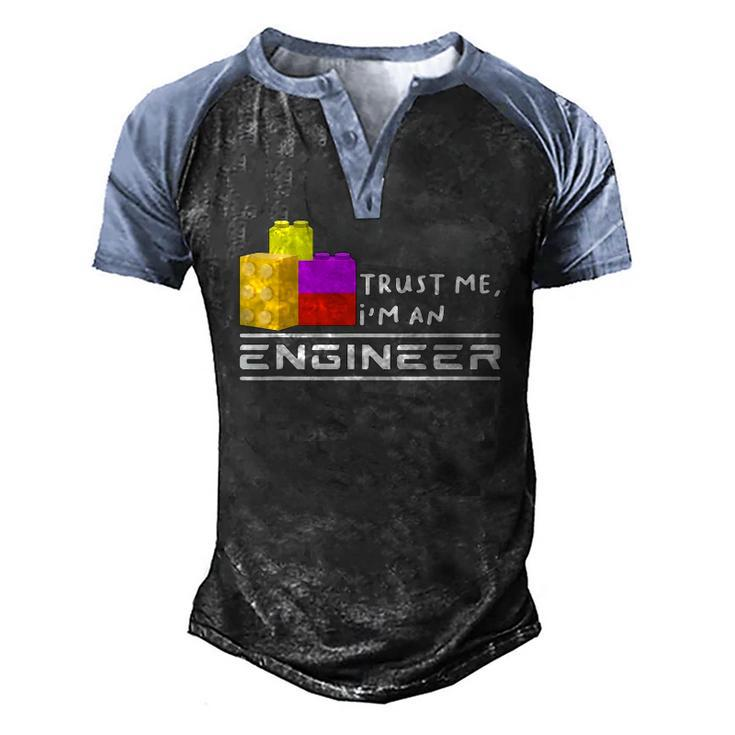 Engineer Kids Children Toy Big Building Blocks Build Builder Men's Henley Raglan T-Shirt