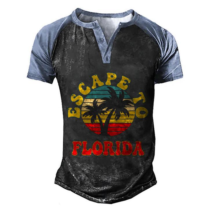 Escape To Florida Desantis Gift Men's Henley Shirt Raglan Sleeve 3D Print T-shirt