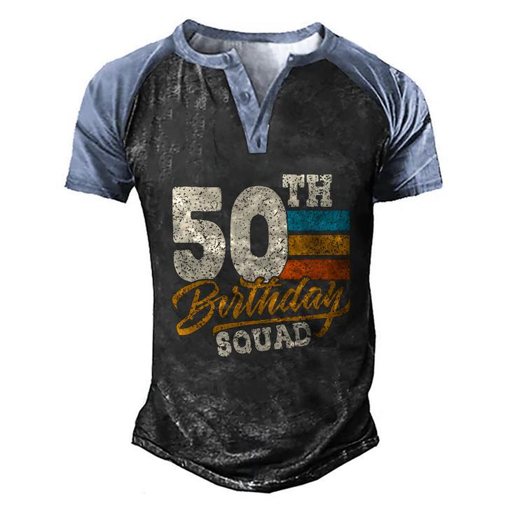 Funny 50Th Birthday Squad Group Vintage Retro Graphic Design Printed Casual Daily Basic Men's Henley Shirt Raglan Sleeve 3D Print T-shirt