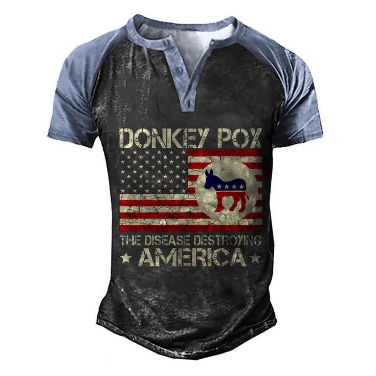 Funny Anti Biden Donkey Pox The Disease Destroying America Funny Anti Biden Men's Henley Shirt Raglan Sleeve 3D Print T-shirt