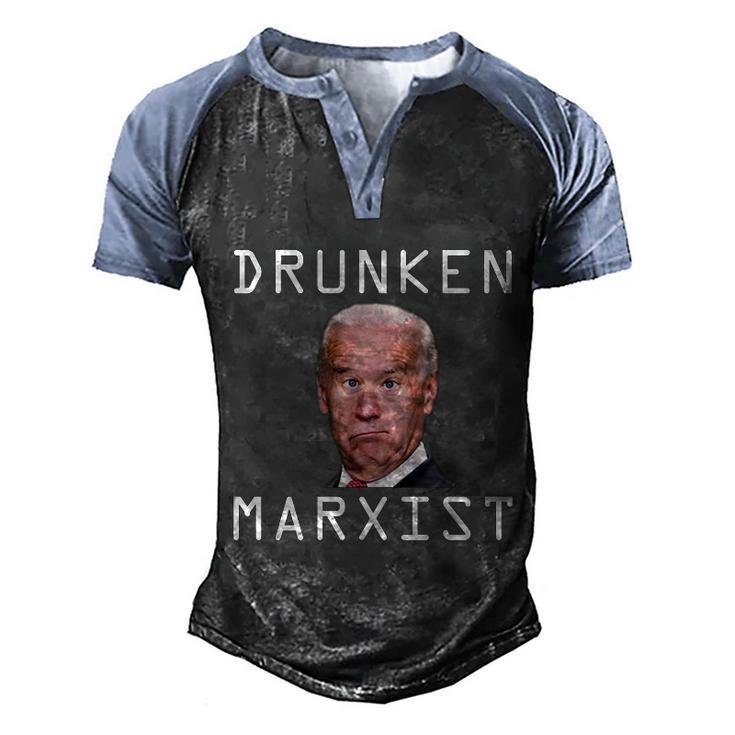 Funny Anti Biden Drunken Marxist Joe Biden Men's Henley Shirt Raglan Sleeve 3D Print T-shirt