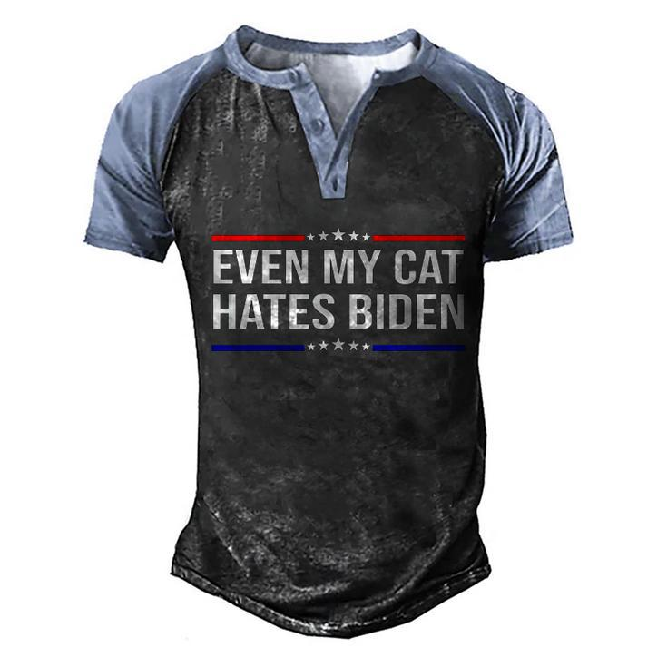 Funny Anti Biden Even My Cat Hates Biden Funny Anti Biden Fjb Men's Henley Shirt Raglan Sleeve 3D Print T-shirt