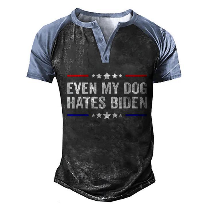 Funny Anti Biden Even My Dog Hates Biden Funny Anti President Joe Biden Men's Henley Shirt Raglan Sleeve 3D Print T-shirt
