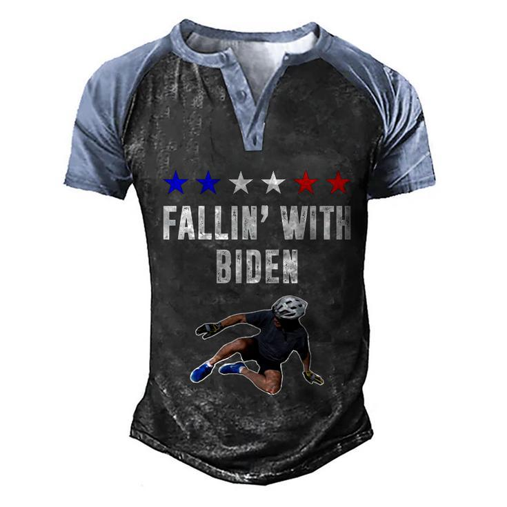 Funny Anti Biden Fallin With Biden Funny Joe Biden Bike Fall Men's Henley Shirt Raglan Sleeve 3D Print T-shirt