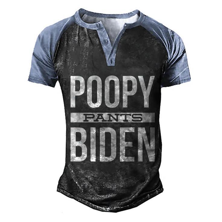 Funny Anti Biden Fjb Lets Go Brandon Poopy Pants Biden Anti Joe Biden F Jo Men's Henley Shirt Raglan Sleeve 3D Print T-shirt