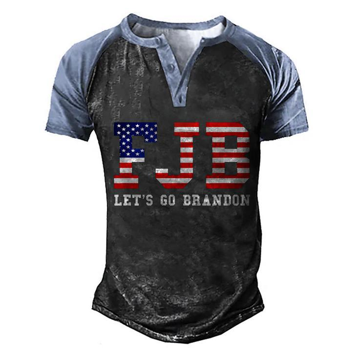 Funny Anti Biden Flag Lets Go Brandon Essential Men's Henley Shirt Raglan Sleeve 3D Print T-shirt