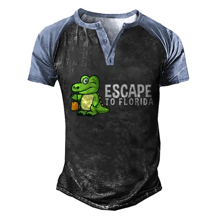 Funny Desantis Alligator Escape To Florida Cool Gift Men's Henley Shirt Raglan Sleeve 3D Print T-shirt