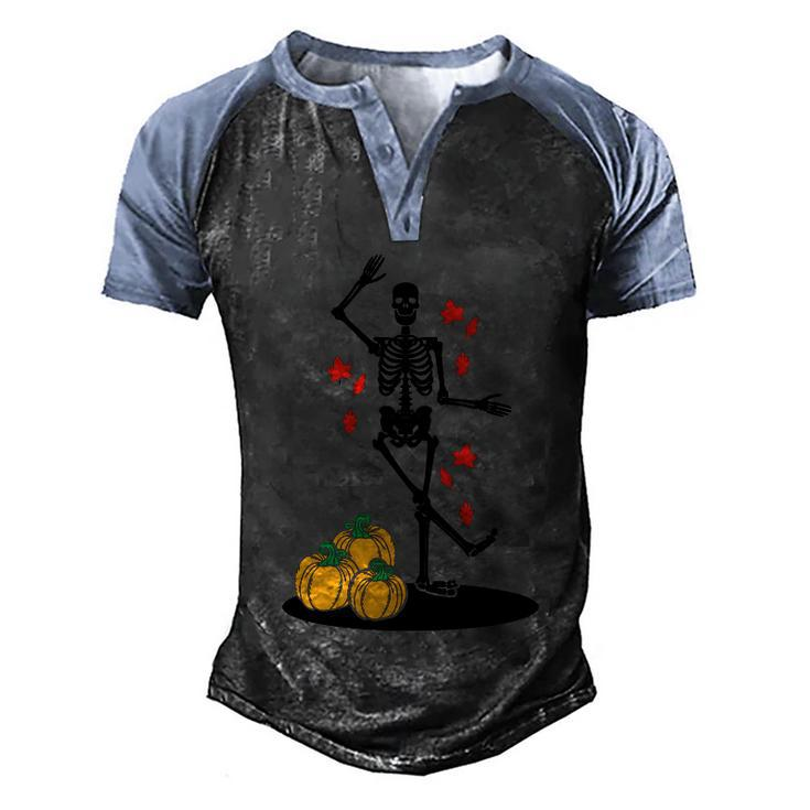 Funny Halloween Autumn Dancing Skeletons Halloween Min Graphic Design Printed Casual Daily Basic Men's Henley Shirt Raglan Sleeve 3D Print T-shirt