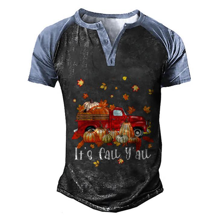 Funny Halloween Its Fall Yall Pumpkins Maple Farm Truck Autumn Fall Men's Henley Shirt Raglan Sleeve 3D Print T-shirt