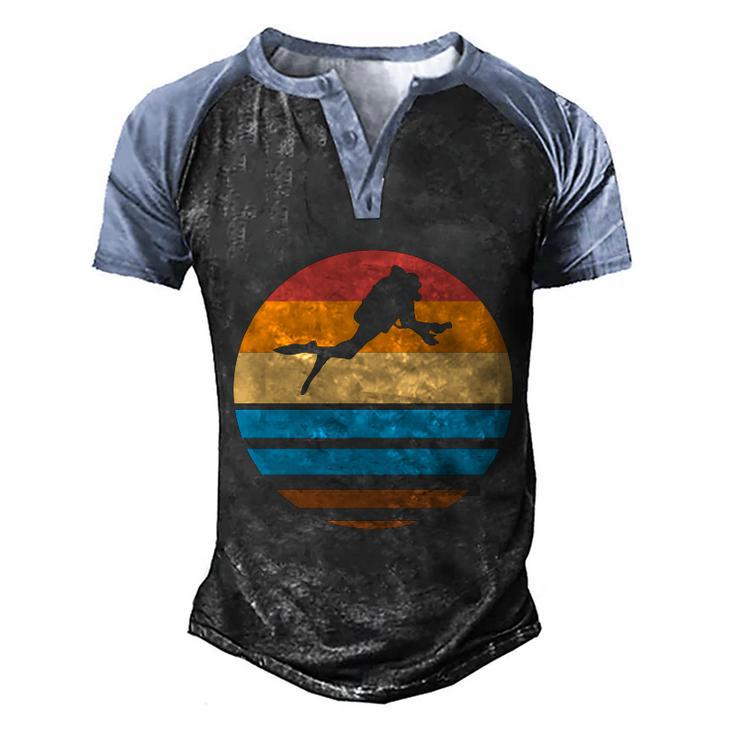 Funny Retro Scuba Diving Graphic Design Printed Casual Daily Basic Men's Henley Shirt Raglan Sleeve 3D Print T-shirt