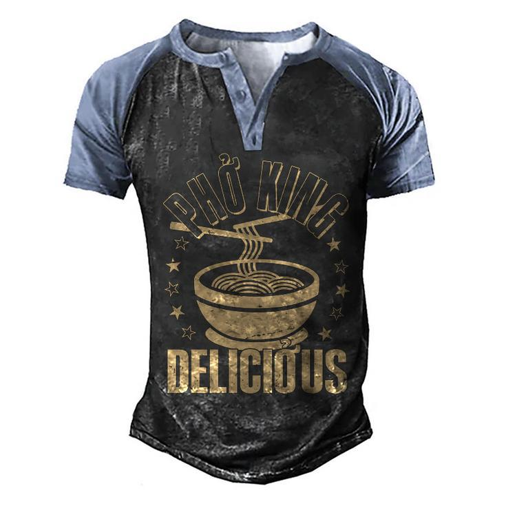 Funny Vintage Pho King Delicious Graphic Design Printed Casual Daily Basic Men's Henley Shirt Raglan Sleeve 3D Print T-shirt