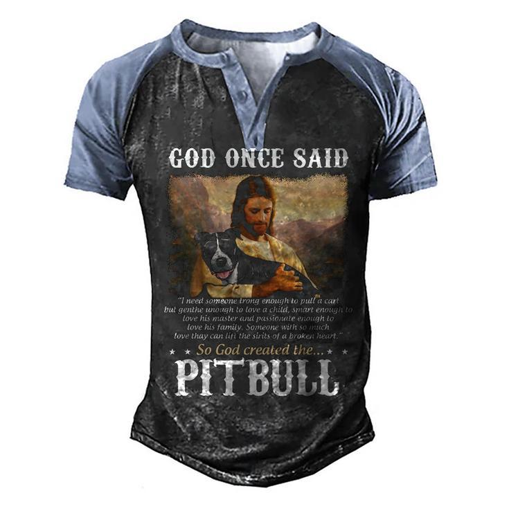 God And Pitbull Dog God Created The Pitbull Men's Henley Shirt Raglan Sleeve 3D Print T-shirt