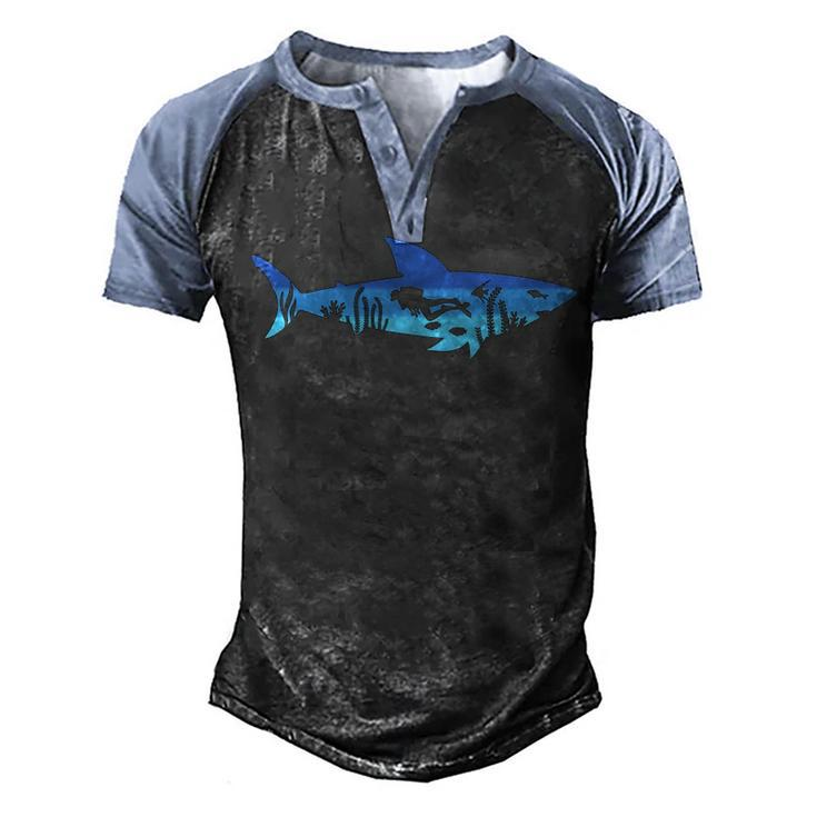 Great White Shark Diving Outfit Gift For Diver Women Men  V2 Men's Henley Shirt Raglan Sleeve 3D Print T-shirt
