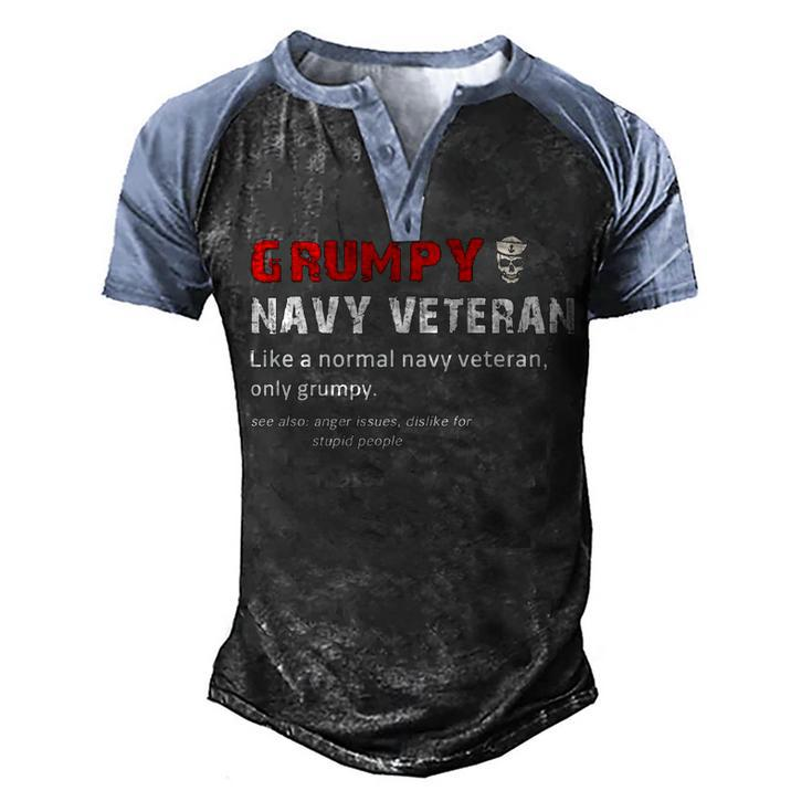Grumpy Navy Veteran Men's Henley Shirt Raglan Sleeve 3D Print T-shirt