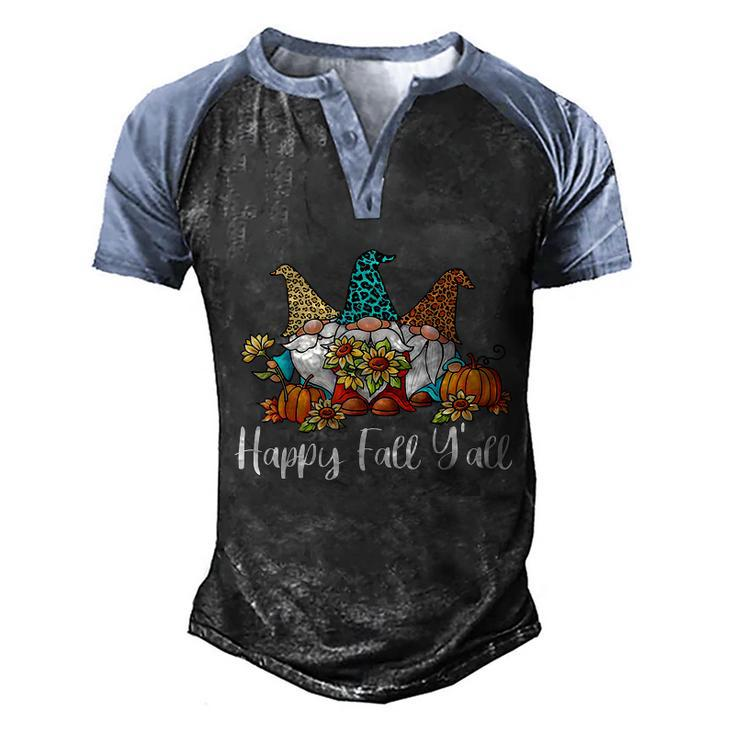 Happy Fall Yall Tshirt Gnome Leopard Pumpkin Autumn Gnomes Graphic Design Printed Casual Daily Basic Men's Henley Shirt Raglan Sleeve 3D Print T-shirt