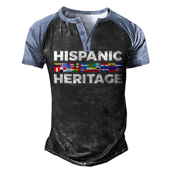 Happy Hispanic Heritage Month Latino Country Flags Men's Henley Shirt Raglan Sleeve 3D Print T-shirt
