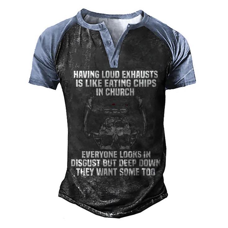 Having Loud Exhausts Men's Henley Shirt Raglan Sleeve 3D Print T-shirt