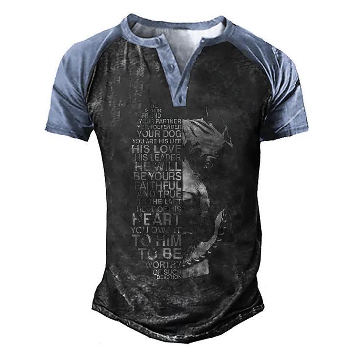 He Is Your Friend Your Partner Your Dog Pitbull Men's Henley Shirt Raglan Sleeve 3D Print T-shirt