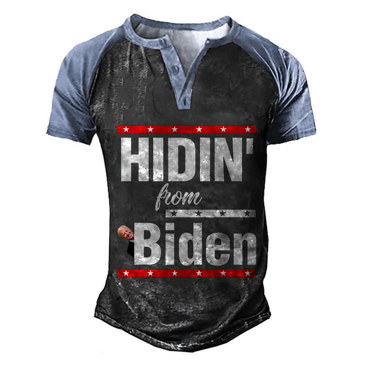 Hidin From Biden Shirt Creepy Joe Trump Campaign Gift Men's Henley Shirt Raglan Sleeve 3D Print T-shirt