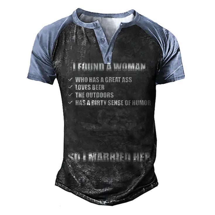 I Found A Woman Men's Henley Shirt Raglan Sleeve 3D Print T-shirt