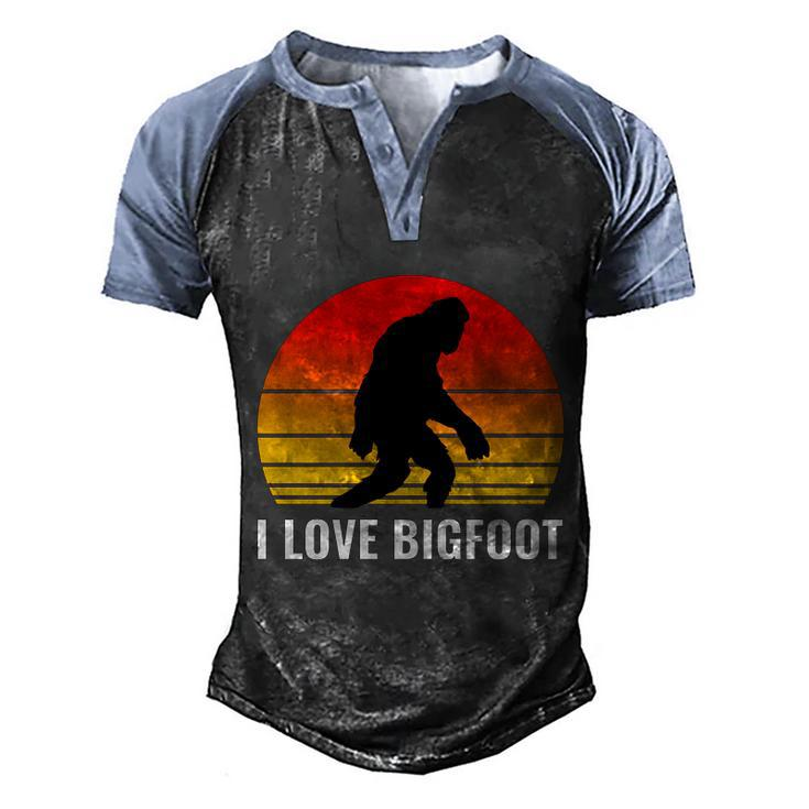 I Love Bigfoot Meaningful Gift Sasquatch Camping Hide And Seek Champion Cool Gif Men's Henley Shirt Raglan Sleeve 3D Print T-shirt