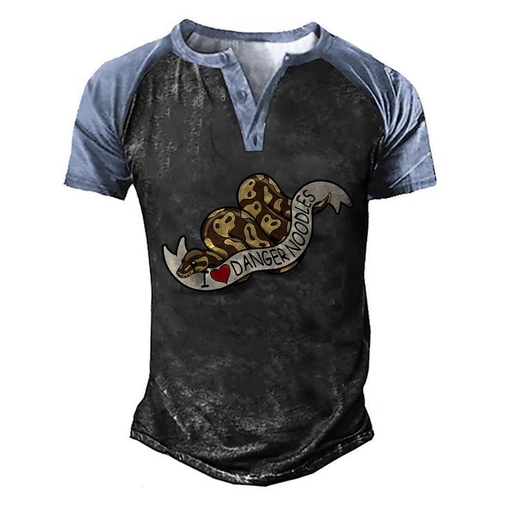 I Love Danger Noodles Ball Python Cute Graphic Design Printed Casual Daily Basic Men's Henley Shirt Raglan Sleeve 3D Print T-shirt
