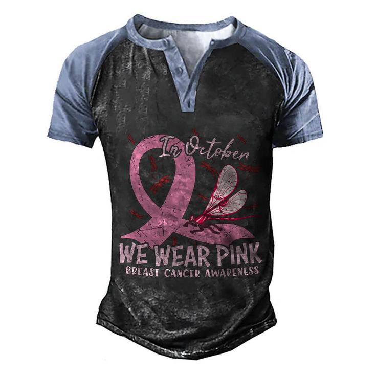 In October We Wear Pink Ribbon Breast Caner Men's Henley Shirt Raglan Sleeve 3D Print T-shirt