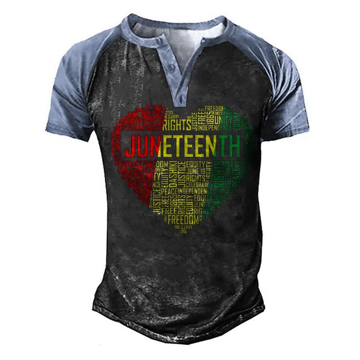 Juneteenth Heart Black History Afro American African Freedom  1 Men's Henley Shirt Raglan Sleeve 3D Print T-shirt