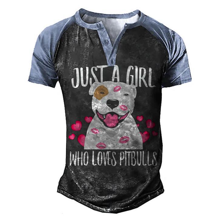 Just A Girl Who Loves Pit Bulls Dog Love R Dad Mom Boy Girl  Men's Henley Shirt Raglan Sleeve 3D Print T-shirt