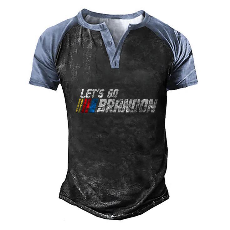 Lets Go Brandon Race Car Grunge Distressed Funny Gift Idea Men's Henley Shirt Raglan Sleeve 3D Print T-shirt