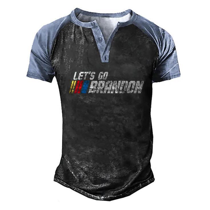 Lets Go Brandon Race Car Grunge Distressed Funny Gift Idea Men's Henley Shirt Raglan Sleeve 3D Print T-shirt