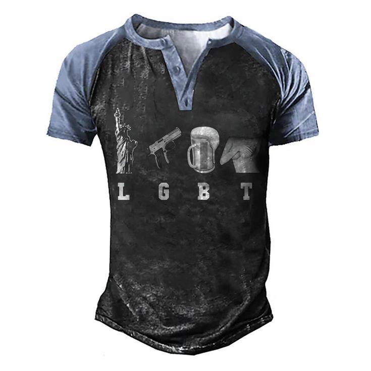 Liberty Guns Beer Men's Henley Shirt Raglan Sleeve 3D Print T-shirt