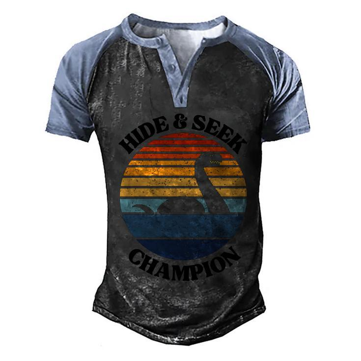 Loch Ness Monster Vintage Sunset Gift Hide And Seek Champion Funny Gift Men's Henley Shirt Raglan Sleeve 3D Print T-shirt