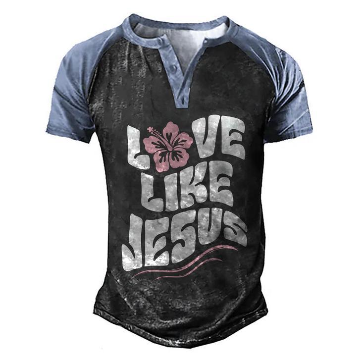 Love Like Jesus Religious God Christian Words Cool Gift Men's Henley Shirt Raglan Sleeve 3D Print T-shirt