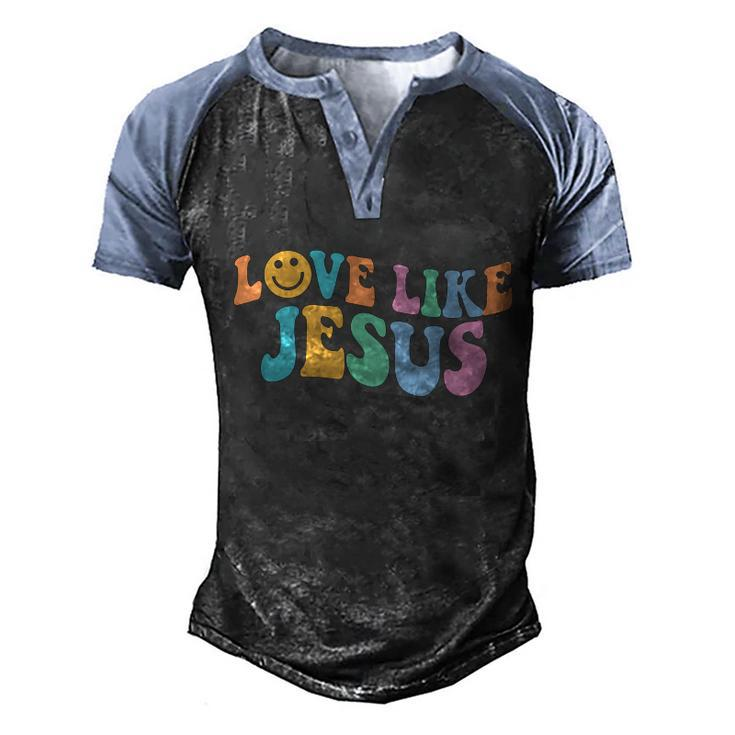 Love Like Jesus Religious God Christian Words Gift Men's Henley Shirt Raglan Sleeve 3D Print T-shirt