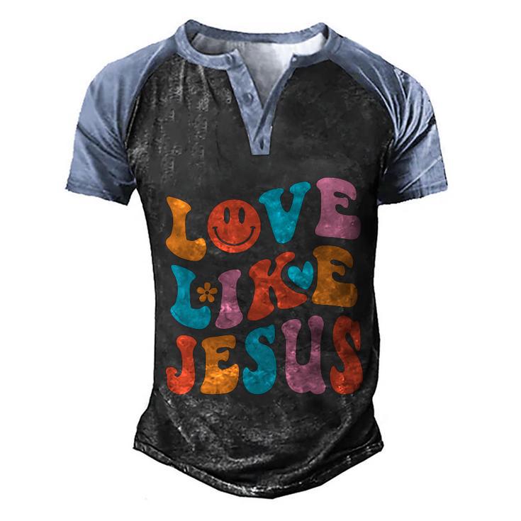 Love Like Jesus Religious God Christian Words Gift V2 Men's Henley Shirt Raglan Sleeve 3D Print T-shirt