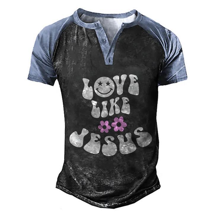 Love Like Jesus Religious God Christian Words Great Gift Men's Henley Shirt Raglan Sleeve 3D Print T-shirt